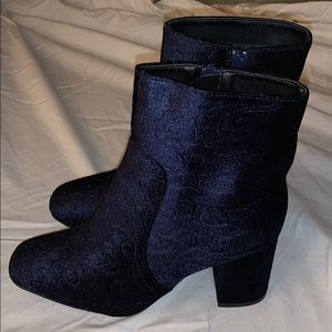 Navy Suede Booties